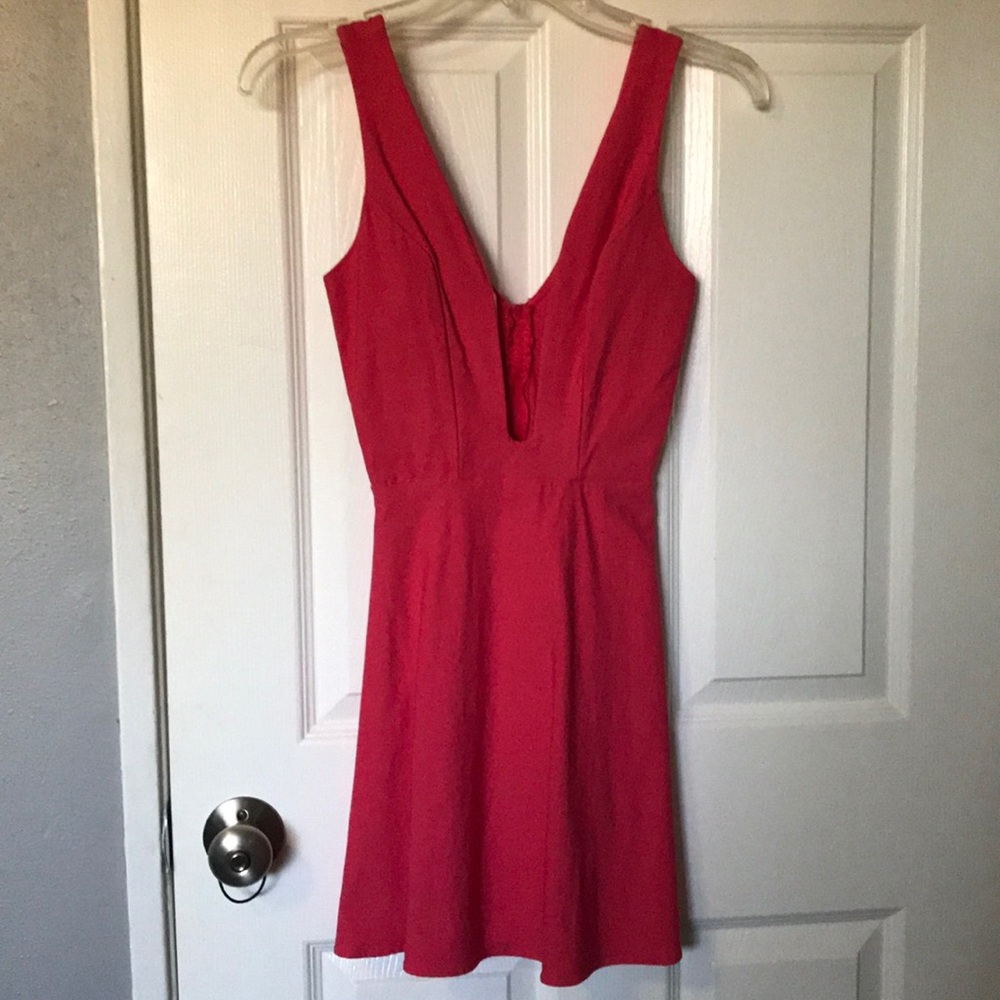 Coral deep plunge dress